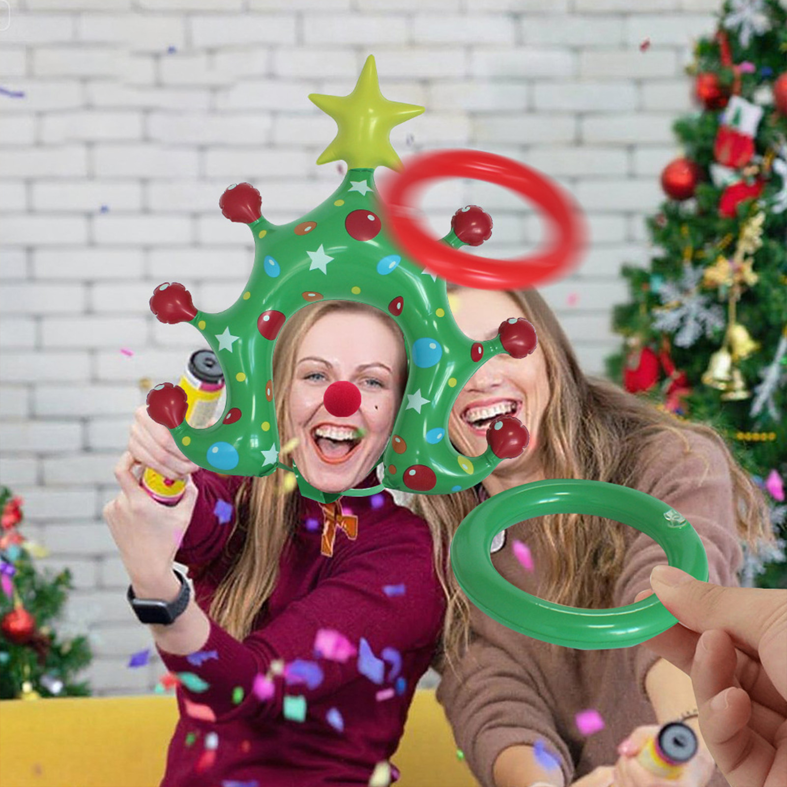 Party Games No Props - Permainan Lempar Cincin Pohon Natal, Bando
