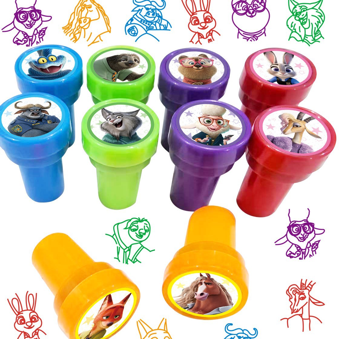 10 Buah Stempel Anak-anak Zoot - Zootopia Party Games ulasan dan harga