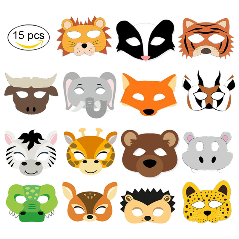15 Buah/Set Masker Hewan Perma - Zoo Party Games ulasan dan harga